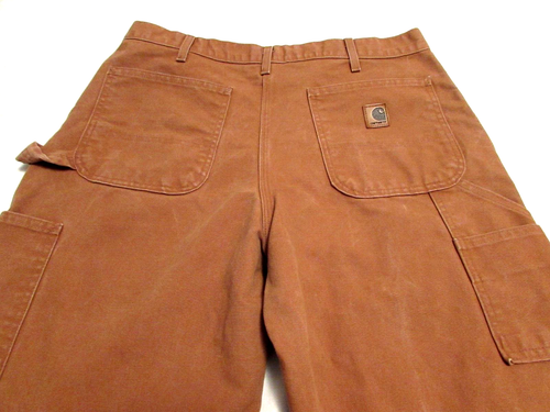 VTG Carhartt Jeans Men 34x32.5 Tan Carpenter Dungaree Straight USA Made Workwear - Picture 10 of 13