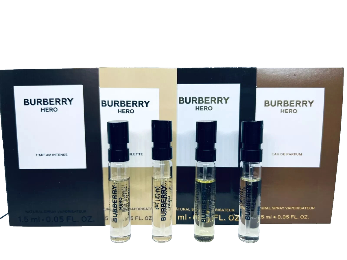 4pc Burberry HERO For Men Eau de Toilette & Eau de Parfum Sample