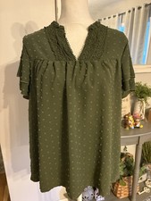 Green Womens Boho Top Size M