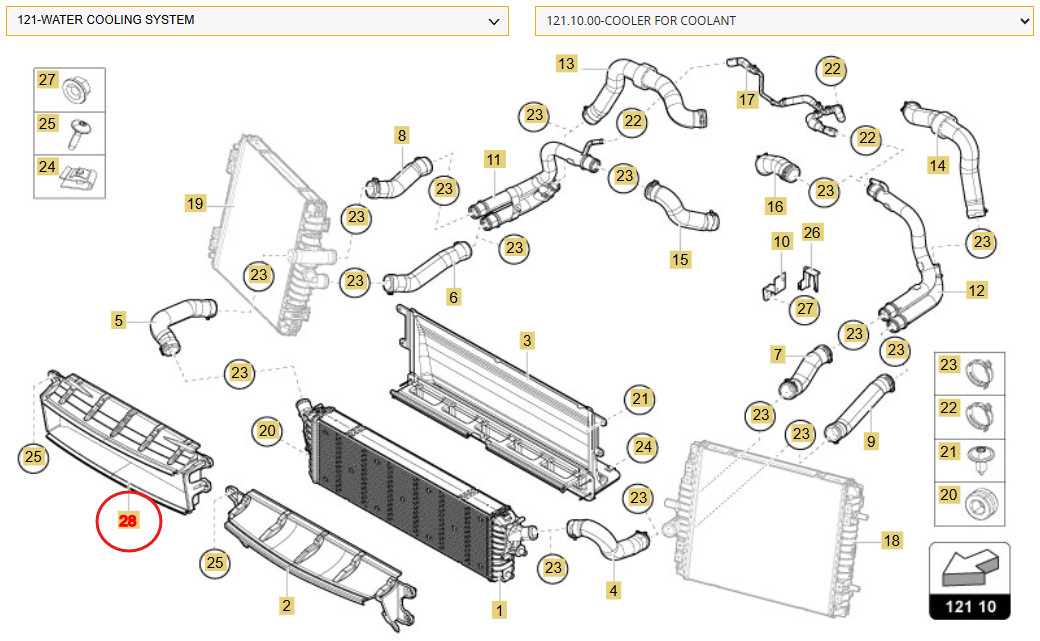 Lamborghini Huracan Sterrato Front Air duct P/N 4T0121333F