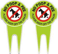 2 Pcs No Poop Dog Signs with Stake 12.0" x 6.5", Double Sided No Pooping Dog ...