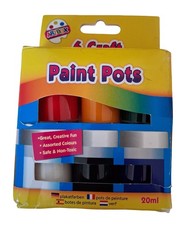6 x Craft Paint Pots Non Toxic Children Art 20ml - Damaged Box