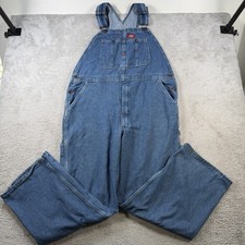 Dickies Bib Overalls Mens 38x30 Blue Denim Workwear Carpenter Outdoor