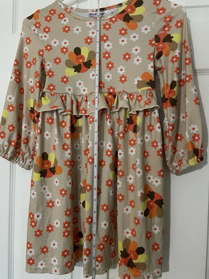Vestido Pavo Acción de Gracias Blueberi Boulevard Talla 6 Manga Larga Foto 4 de 4