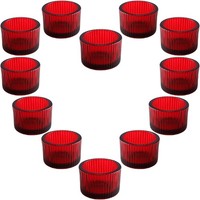 Teelichthalter Glas 12 StüCk Rot 5X3,5 Cm TeelichtgläSer Deko Weihnachten