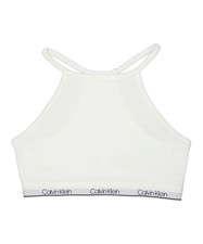 Calvin Klein Sports Bra Girls Large Classic White Logo Stretch Racerback FROG306