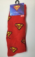DC Superman Crew Socks Red with Shield Logo Adult Size 6 12 NEW