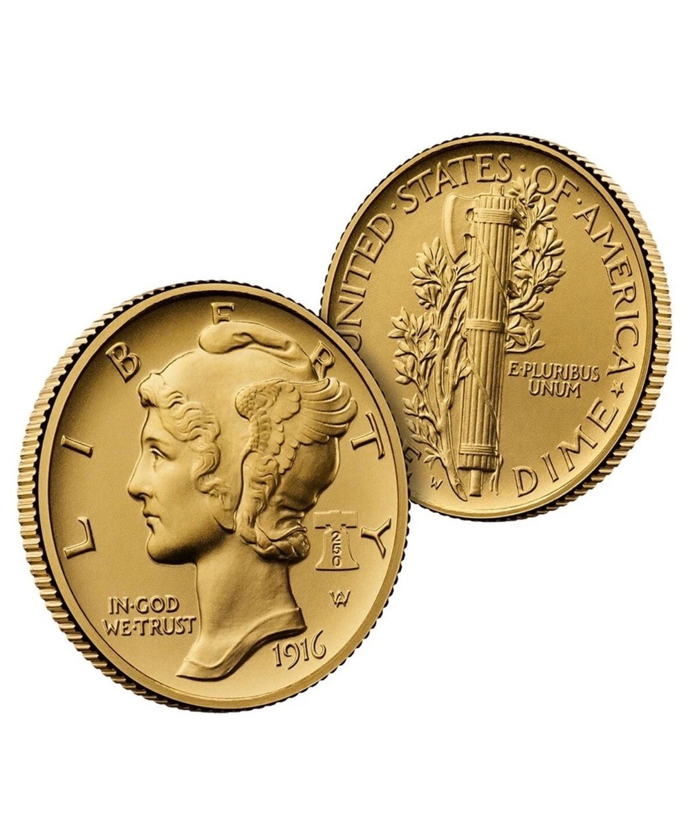 SEALED - Best of the Mint 1916 Mercury Dime Gold Coin and Silver
