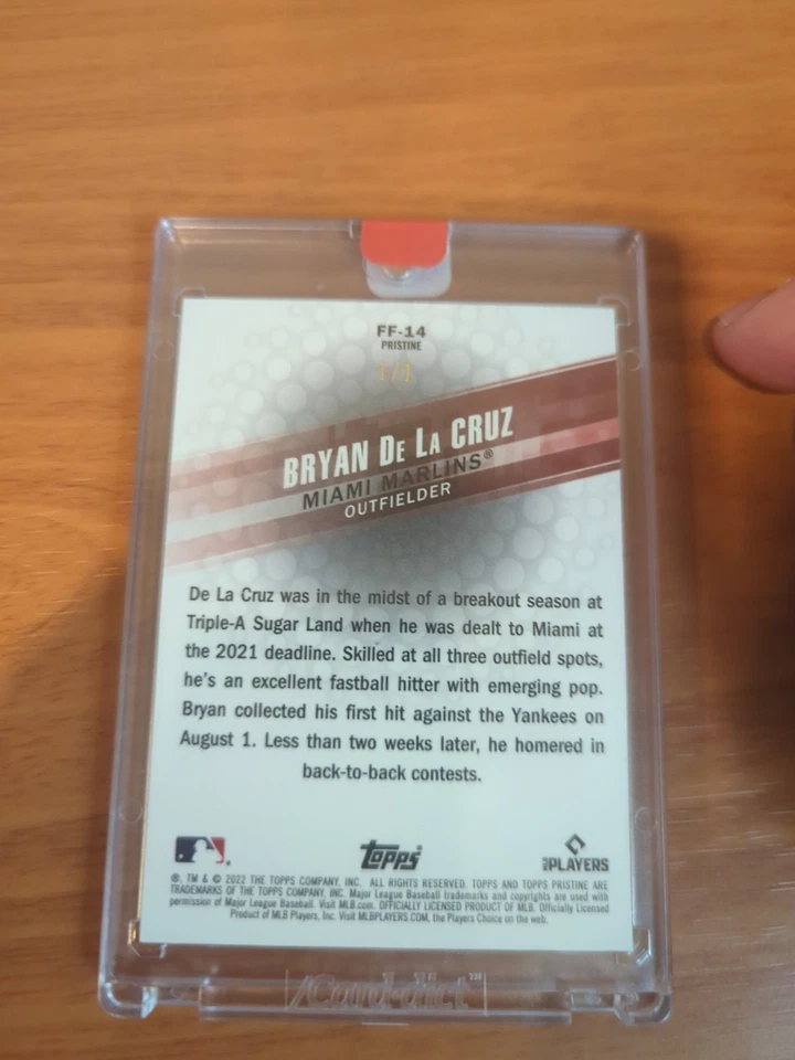 2022 Topps Pristine Fresh Faces Bryan de La Cruz #FF-14 SuperFractor /1 (RC) - Image 2 of 2