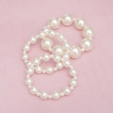 Beautiful Cream Faux Pearl Round Beaded Stretch Classic Bracelet Gifts 3PCs