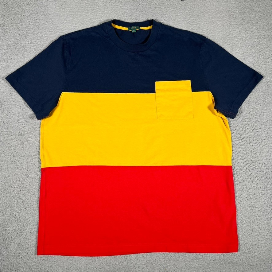 FILA J Crew Camicia Uomo XL Colorblock Remi Tasca T shirt 100% Cotone Casual Preppy