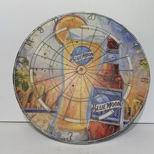 VINTAGE BLUE MOON BEER WOODEN BRISTLE DART BOARD '90'S