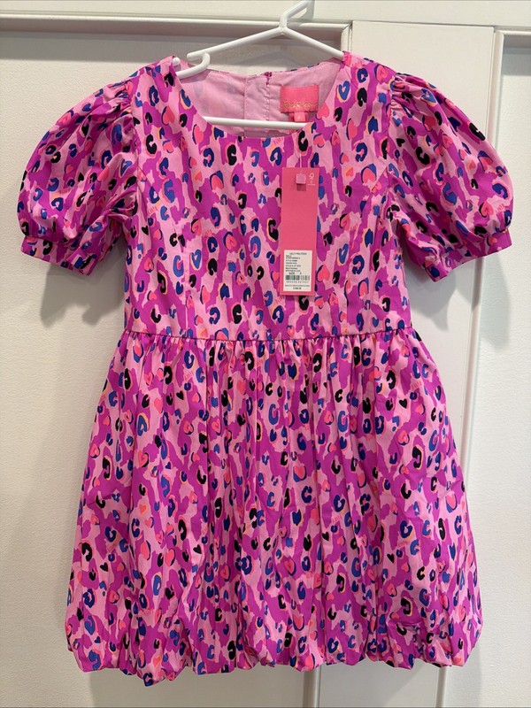 Lilly Pulitzer Kids Moiraine Dress Spotted In Love Wild Fuchia Size 6 NWT