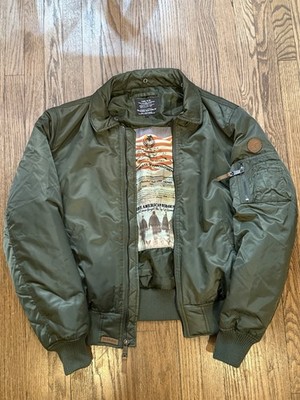 TOP GUN  B-15 Heavy Duty Flight Bomber Jacket Size L Movie Green Tom Cruise