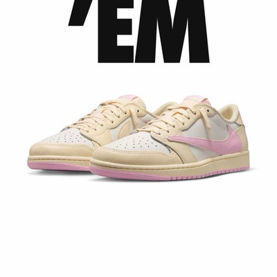 Jordan Air Jordan 1 Low x Travis Scott Men s Beige/Pink Colorblock Sneaker NWB