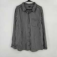 Torrid Womens Grey White Striped 100% Tencel Button Down Shirt Plus Size 3