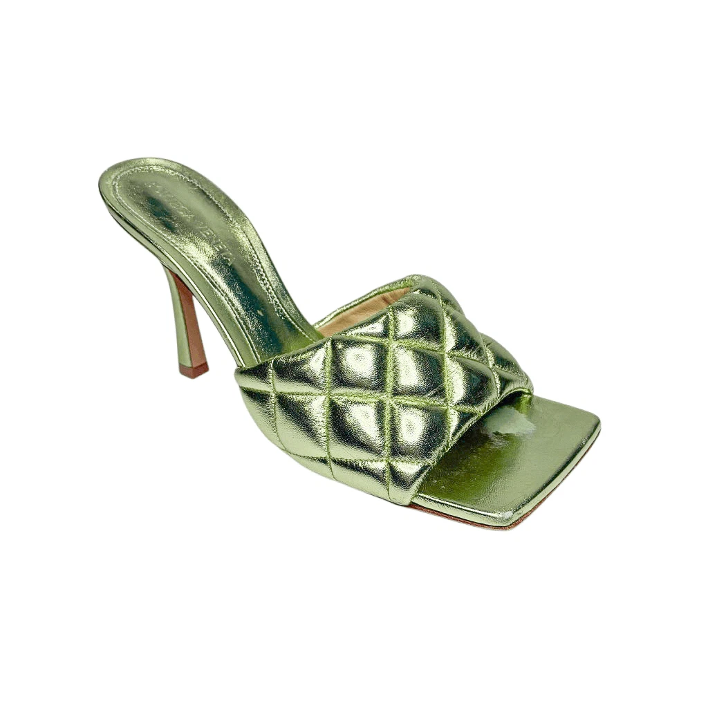 Bottega Veneta — Bottega Veneta Padded Sandals EU 37 Pistachio Green Reflection Mule Quilt Heels