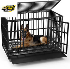 48/42/38 Inch Heavy Duty Indestructible Dog Crate, Escape Proof Double Door Dog