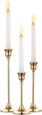 3 Pcs Brass Gold Metal Taper Candle Holders Candlestick Holders, Vintage