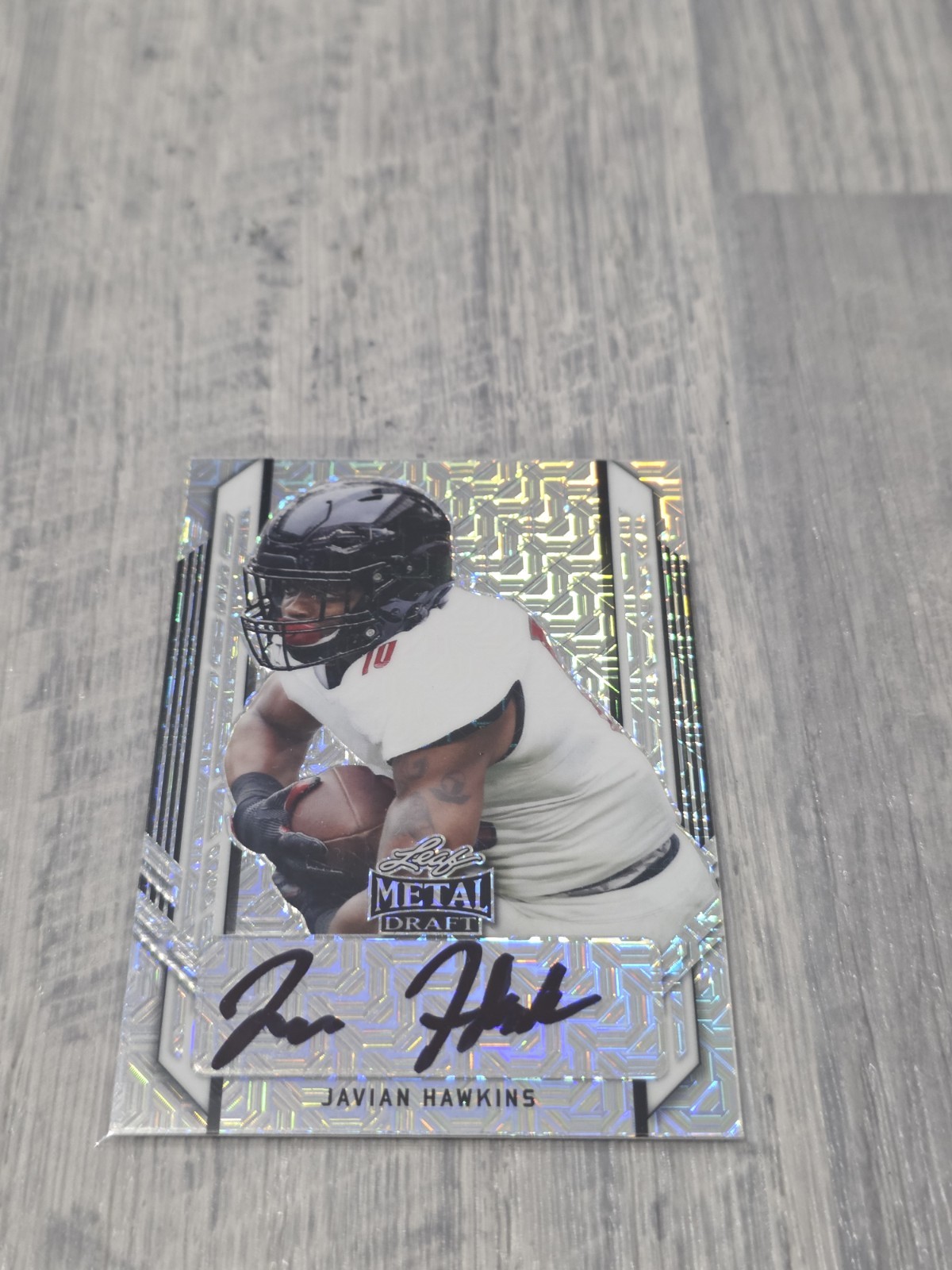 2021 LEAF METAL DRAFT JAVIAN HAWKINS AUTO #7/30 PORTRAIT RAINBOW SILVER - C969