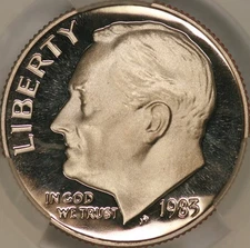 1983 No S Proof Roosevelt Dime CACG PR68DCAM