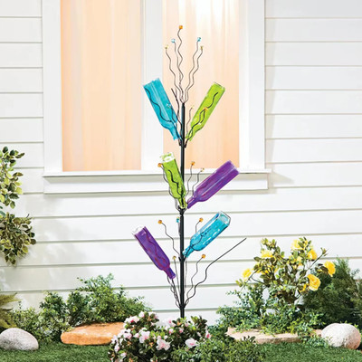 45'' Black Metallic 4-tier Bottle-Fruit Tree Standing Decoration Free Ship USA
