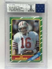 JOE MONTANA |  1986 Topps Jersey Fusion Game Used Swatch BGS 8
