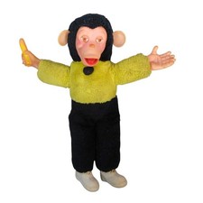 Vintage 16" Zippy Mr Bim Zip Plush Chimp with Banana Rubber Face and Hands