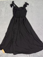 New SHEIN Dress Womens Medium Black Long Slit Tie Straps Stretch Back