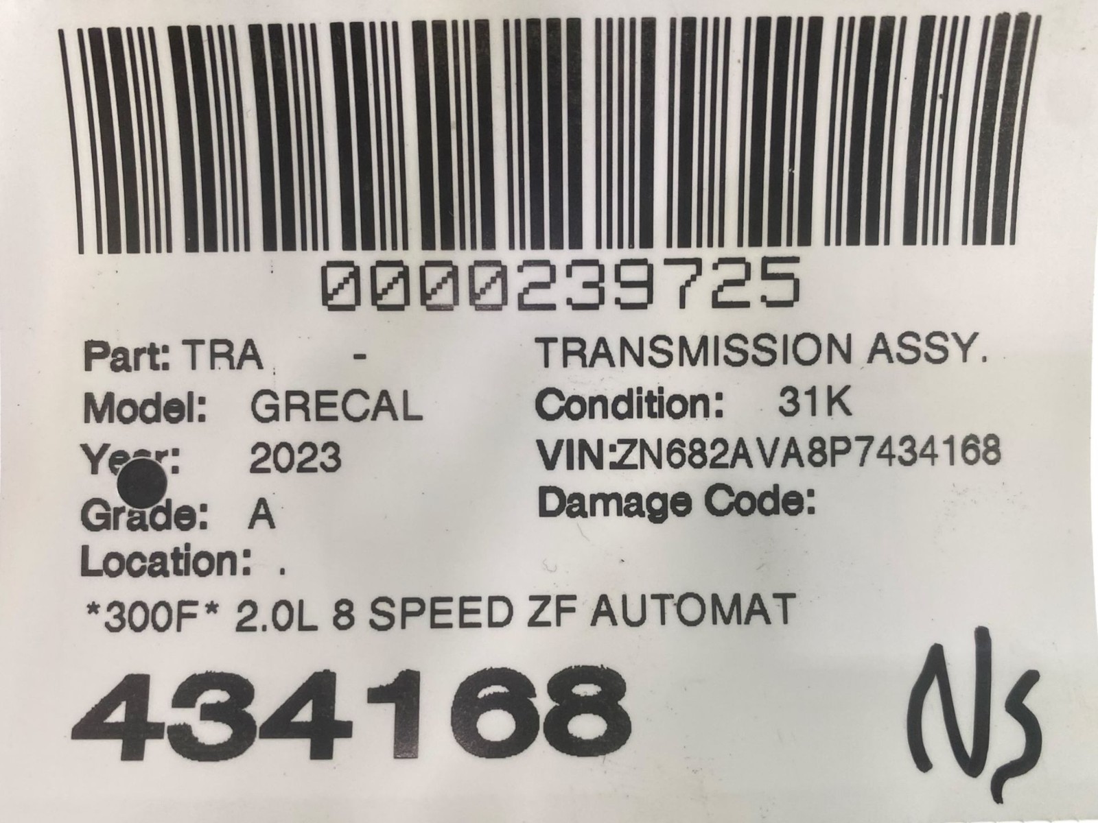 2023-2025 MASERATI GRECALE M182 OEM 2.0L 8 SPEED ZF AUTOMATIC TRANSMISSION *31K*