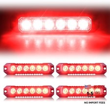4PCS 6 LED Strobe Lights for Trucks Car Vehicles Sync Feature Flashing Red