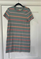 Madewell Women's S Gray Multicolor Striped Short Sleeve Crew T-Shirt Dress