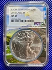2011 * NGC * Silver Eagle S$1 * MS69 * 25TH ANNIVERSARY * #6037840-048