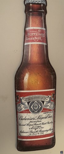Budweiser Beer Bottle Sign Bud Bar Tap Brewery Keg Vintage Style Wall Decor 36”