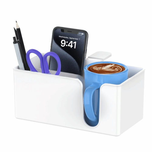Metal Desk Side Box 4-in-1 Water Cup Holder New Earphone Stand Office - Photo 14/16