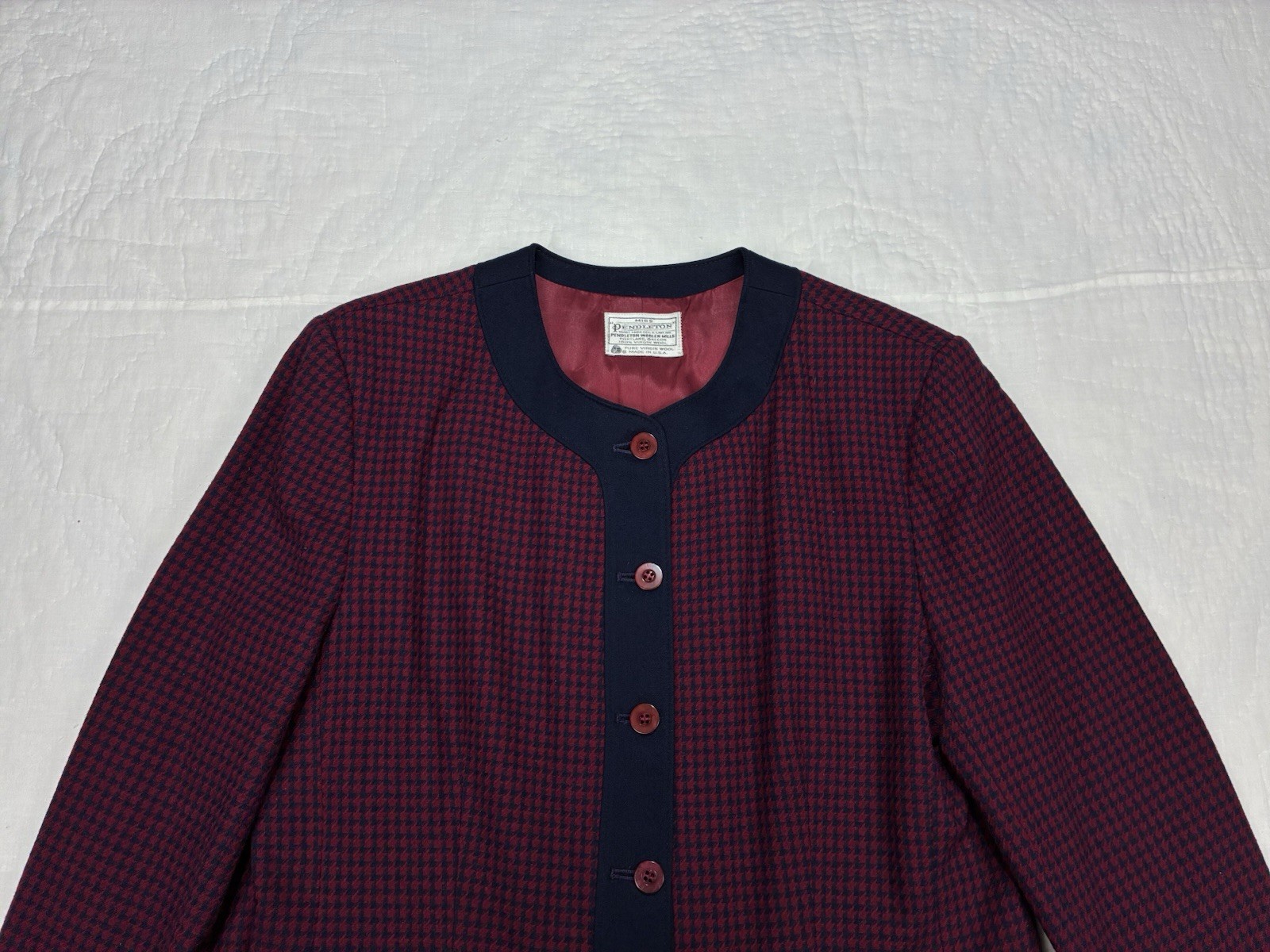 Vintage Pendleton Cropped Wool Houndstooth Blazer… - image 4