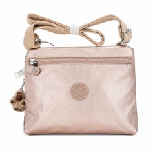Bolso Bandolera Kipling Merriweather Metálico Oro Rosa Ligero Nylon Nuevo con Etiquetas