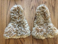 Antique Sheepskin Fur Leather Mitten Glove Shaggy Vintage early 19th Century