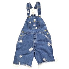 Men's Pointer Brand W32 Distressed Denim Shortalls Made in USA Overalls