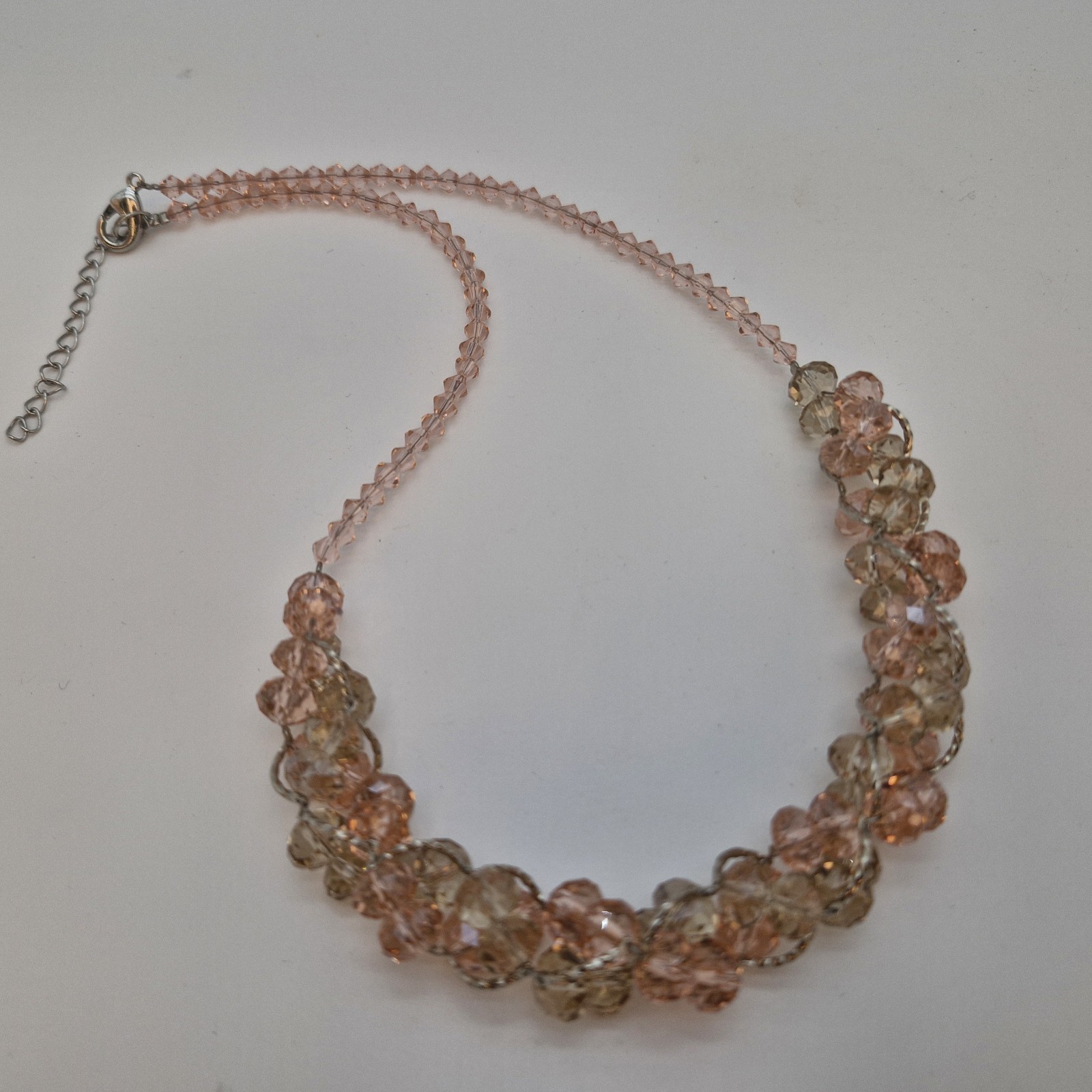 Champagne Crystal Cluster Statement Necklace - Fa… - image 1