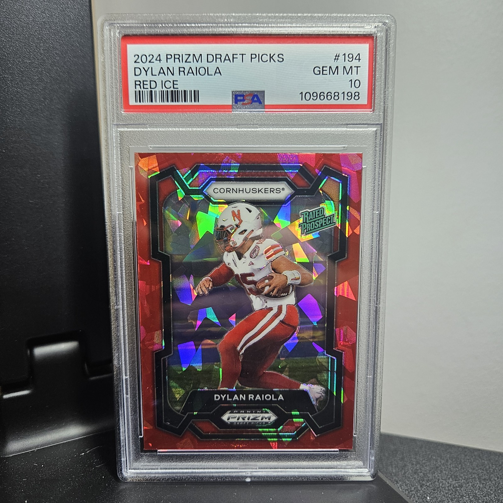 2024 Panini Prizm Draft Picks Dylan Raiola Red Ice Rated Prospects PSA 10 Oregon