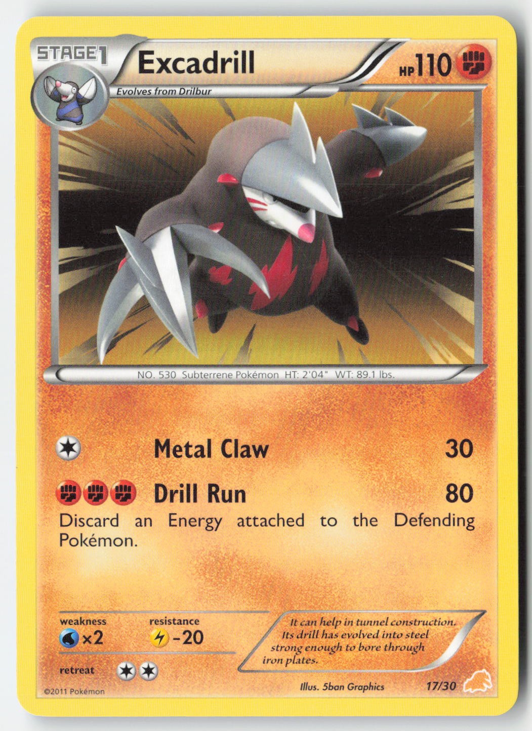Pokemon - Excadrill (#17 Non-Holo) #17/30 - BW Trainer Kit: Excadrill & Zoroark