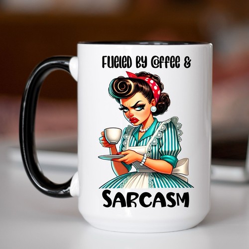 Coffee Mug, Fueled By Coffee And Sarcasm Coffee Mug, Funny Coffee Cup - Picture 1 of 1