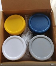 4-Pack Round Plastic Food Storage Containers 13.5 oz Screw Lid, Multicolor