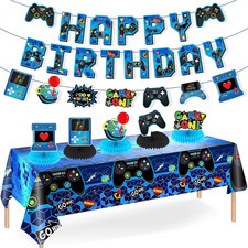 Video Game Birthday Party Decorations Blue Video Game Theme Happy Birthday Bunti