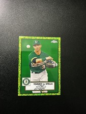 2021 Topps Chrome Platinum Anniversary Green Yellow /99 Tommy La Stella #370