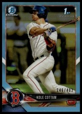 2018 Bowman Draft #BDC-69 Kole Cottam Chrome Sky Blue Refractor #/402