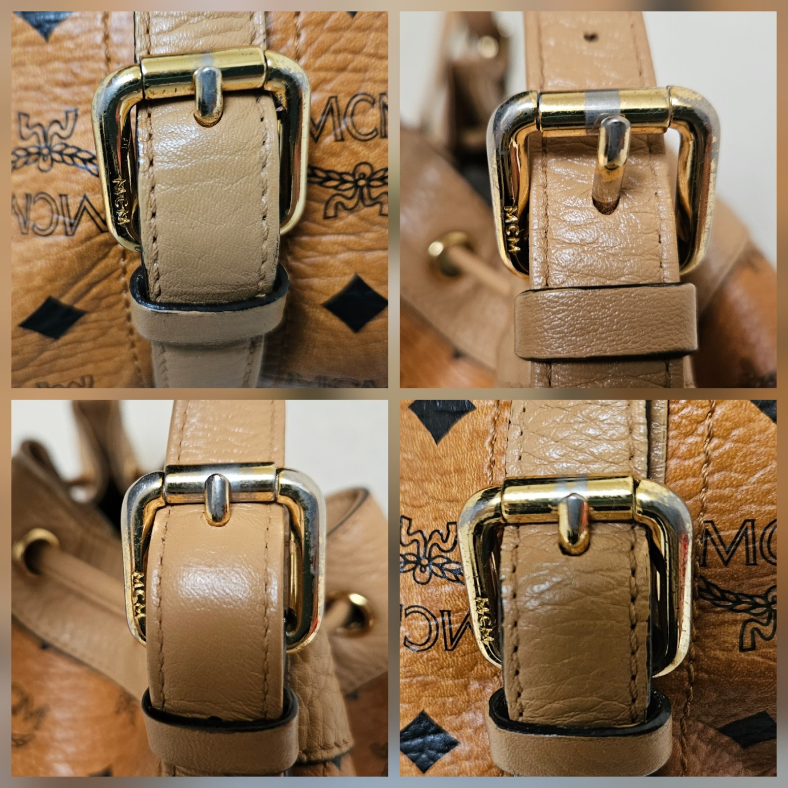 MCM Cognac Medium Drawstring Bucket Shoulder Bag … - image 9