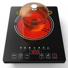 1800w Electric Cooktop Ceramic Induction Cooker 1 Burner Stove W/ Touch Control