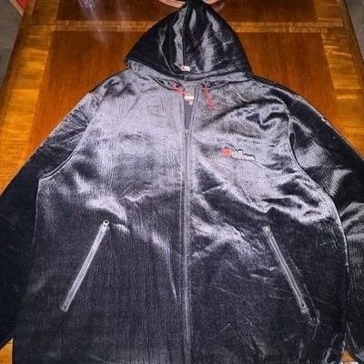Ecko Function Velour Zip Hoodie Black Y2K Streetwear Jacket 2XL